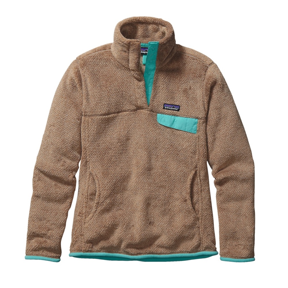 Patagonia Women's Retool Snap T fleece. Size XL Tan/ mint teal green